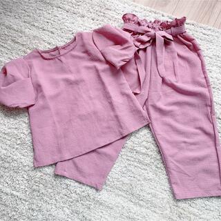 プティマイン(petit main)の韓国子供服♡くすみピンクセットアップ(ワンピース)
