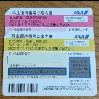 エーエヌエー(ゼンニッポンクウユ)(ANA(全日本空輸))のANA 株主優待券 2枚(その他)