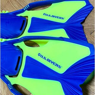 U.S.DIVERS シュノーケル フィン(紺/黄緑)ジュニア 20〜24cm(マリン/スイミング)