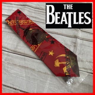 未開封品　THE BEATLES   ザビートルズ　ワイドタイ　総柄　レッド　赤(ネクタイ)