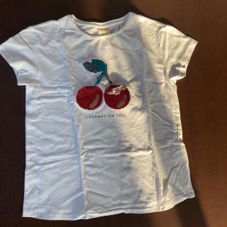 ザラ(ZARA)のZARA 10サイズ　スパンコール・チィリー柄とピンクTシャツ(Tシャツ/カットソー)