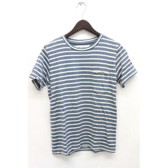 ソルカ SOLCA Tシャツ カットソー ポケT ボーダー 柄 半袖 XS 青 メンズのトップス(Tシャツ/カットソー(半袖/袖なし))の商品写真