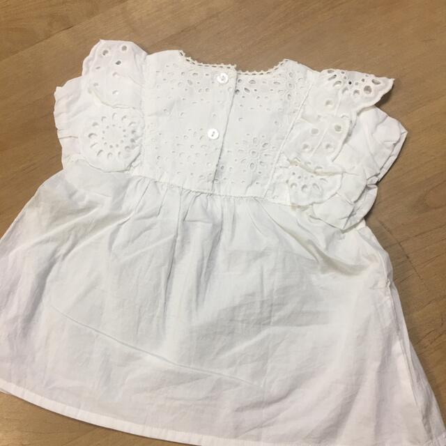 petit main(プティマイン)の【新品】プティマイン　レースフリルカットソー　90cm キッズ/ベビー/マタニティのキッズ服女の子用(90cm~)(Tシャツ/カットソー)の商品写真