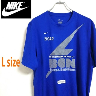 NIKE - NIKE ナイキ  デカロゴ  青 Tシャツ バルセロナ  スウッシュ  L