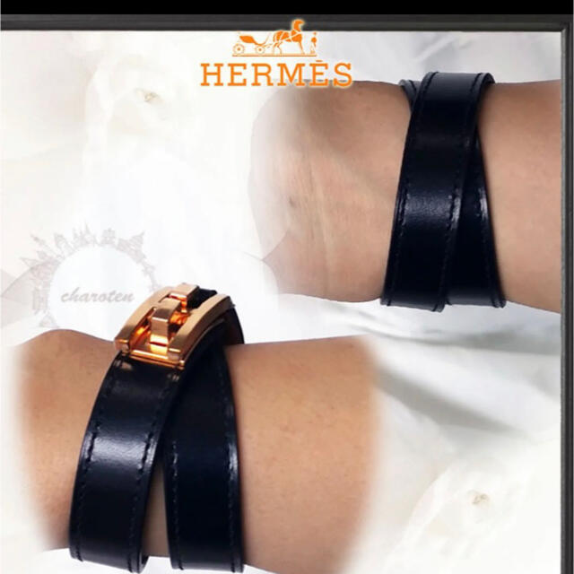 Hermes(エルメス)のHERMES エルメス  レザーバングルブレスレット バーキン ケリー ガーデン レディースのアクセサリー(ブレスレット/バングル)の商品写真