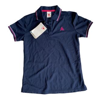 ルコックスポルティフ(le coq sportif)の未使用　ルコック　ポロシャツ　ネイビー　ピンク　ホワイトライン　M(ウエア)