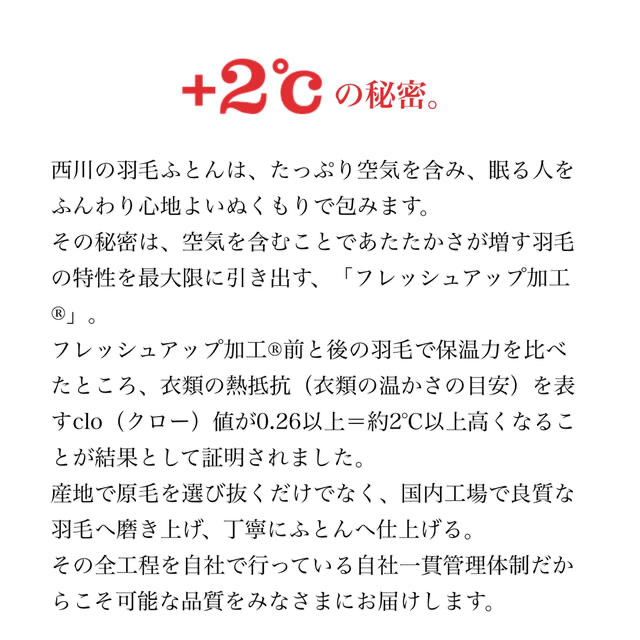 西川　羽毛掛け布団　カバー付き