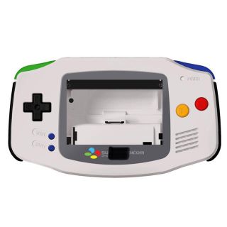 ゲームボーイアドバンス(ゲームボーイアドバンス)のGBA SFCシェル CleanJuiceバッテリー IPSV2液晶 セット(その他)