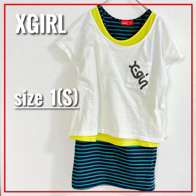 XGIRL 着画あり★ Tシャツ ノースリーブ ワンピース ボーダー 楽ちん レディースのワンピース(ミニワンピース)の商品写真