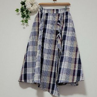 新品 GLOBAL WORK チェック フレアスカート ホワイト レディース M