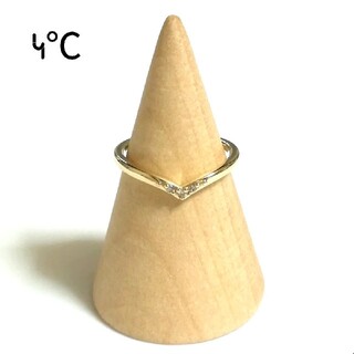 ヨンドシー(4℃)の4°C K10YG 3Pダイヤモンドピンキーリング 3号(美品)(リング(指輪))