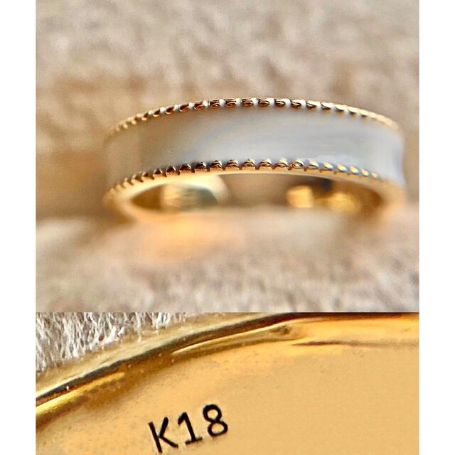 クラシック✨ミル打ち✨ホワイトエナメルイヤーカフ k18YGの通販 by