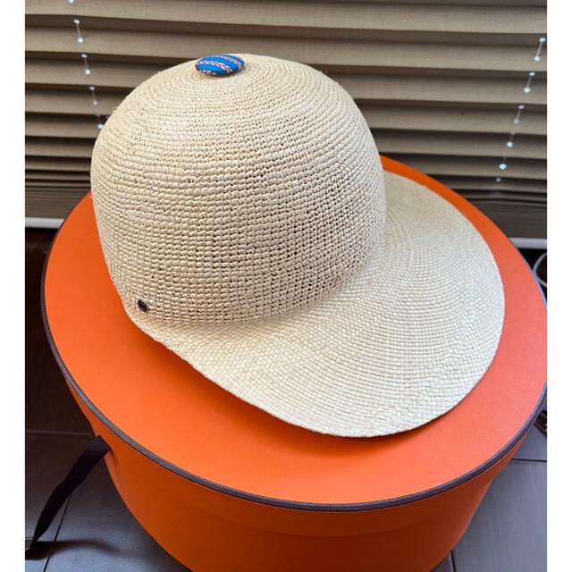 HERMES【超美品 イタリア】ストローハット 麦わら帽子 59