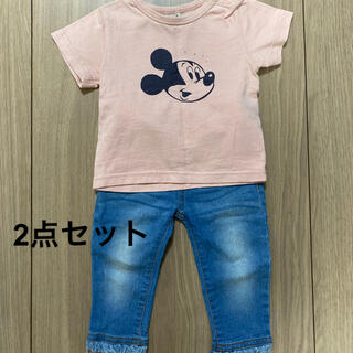 プティマイン(petit main)の【値下げ】Petit main Tシャツ&デニムパンツ　80cm(Ｔシャツ)