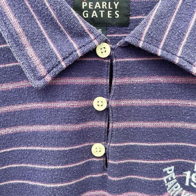 PEARLY GATES(パーリーゲイツ)の【ゴルフ】パーリーゲイツ パイル地 ポロシャツ 紫 ボーダー L メンズのトップス(ポロシャツ)の商品写真