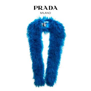 プラダ(PRADA)のprada プラダ　リアル　ファー　シープ　マフラー　ショール　ブルー　毛皮(マフラー/ショール)