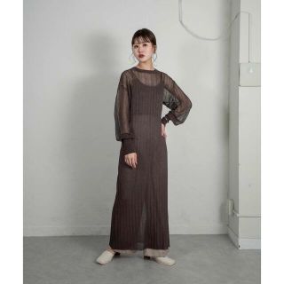 トゥデイフル(TODAYFUL)のamiur  lame rib knit sheer ops (ロングワンピース/マキシワンピース)