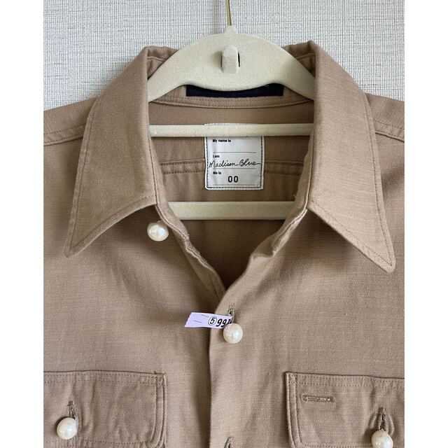 美品★マディソンブルー★パールボタンシャツワンピース★ベージュ