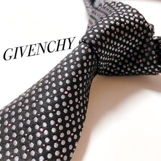 ジバンシィ(GIVENCHY)の美品 ジバンシー ネクタイ ハイブランド ドット柄 4G ロゴ 黒 ビジネス(ネクタイ)