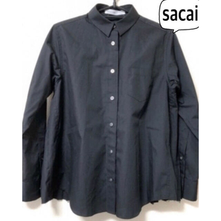 サカイラック(sacai luck)のsacai  luck  サカイ　バックプリーツ　シャツ　ブラウス　1　黒　(シャツ/ブラウス(長袖/七分))