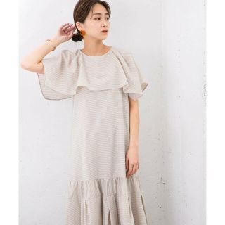 ケービーエフ(KBF)の【BEIGE st】『UR TECH Smart Linen Touch』セーラーカラーロングワンピース(ロングワンピース/マキシワンピース)