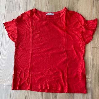 ザラ(ZARA)のZARA Tシャツ　赤　レッド　袖フリル(Tシャツ(半袖/袖なし))