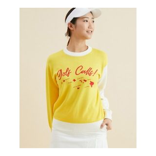 ジュンアンドロペ(JUN&ROPE’)の【イエロー（80）】Golf Callsインターシャバイカラー長袖プルオーバー(ニット/セーター)