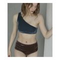 【BLUE】【M】Swim URBAN RESEARCH スイム ベロアワンショルダーブラ