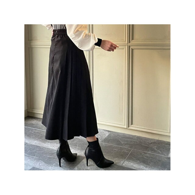 JUNOAH(ジュノア)の【ブラック】【XL】ベルト付きプリーツチェックスカート レディースのスカート(ロングスカート)の商品写真