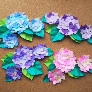 売り切れ❗️折り紙壁面飾り 紫陽花(各種パーツ)