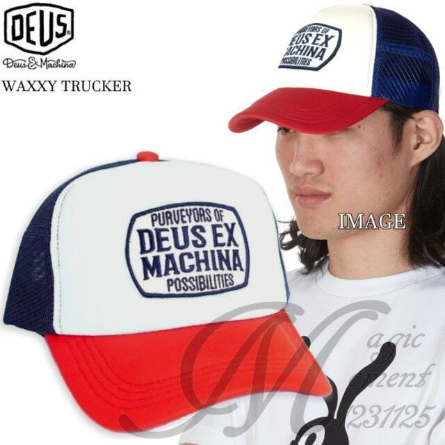 Deus ex Machina(デウスエクスマキナ)の新品正規品 デウス DEUS EX MACHINA 総刺繍ワッペン CAP 赤紺 メンズの帽子(キャップ)の商品写真