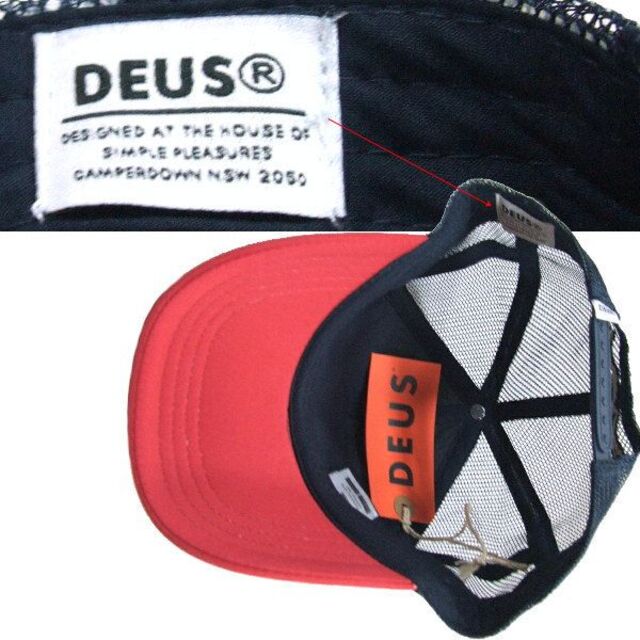 Deus ex Machina(デウスエクスマキナ)の新品正規品 デウス DEUS EX MACHINA 総刺繍ワッペン CAP 赤紺 メンズの帽子(キャップ)の商品写真