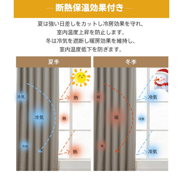 カーテン 100×178cm２枚組  断熱 遮光カーテン 1級 省エネ 洗える インテリア/住まい/日用品のカーテン/ブラインド(カーテン)の商品写真