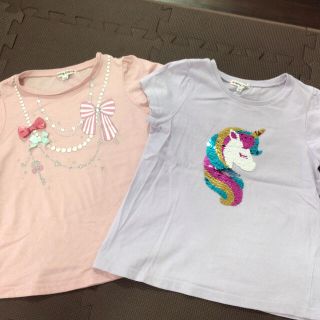 エニィファム(anyFAM)のany FAM ピンクネックレスプリントT  ラベンダースパンコールT セット(Tシャツ/カットソー)