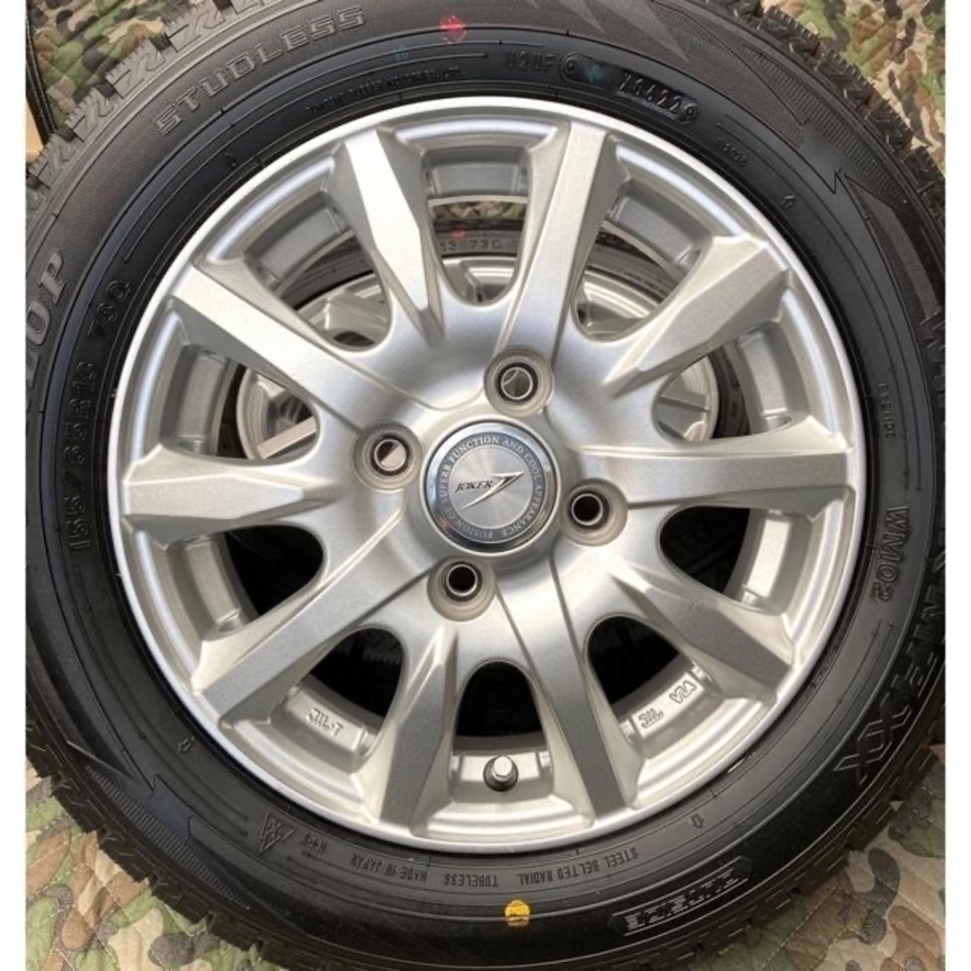 ⑤155/65R13 新品冬用タイヤ4本とホイールとナット付き 5