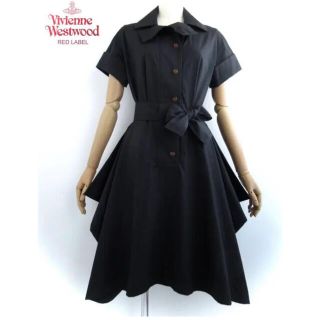 ヴィヴィアンウエストウッド(Vivienne Westwood)のヴィヴィアン ウエストウッド　アシンメトリーリボンワンピース(ひざ丈ワンピース)