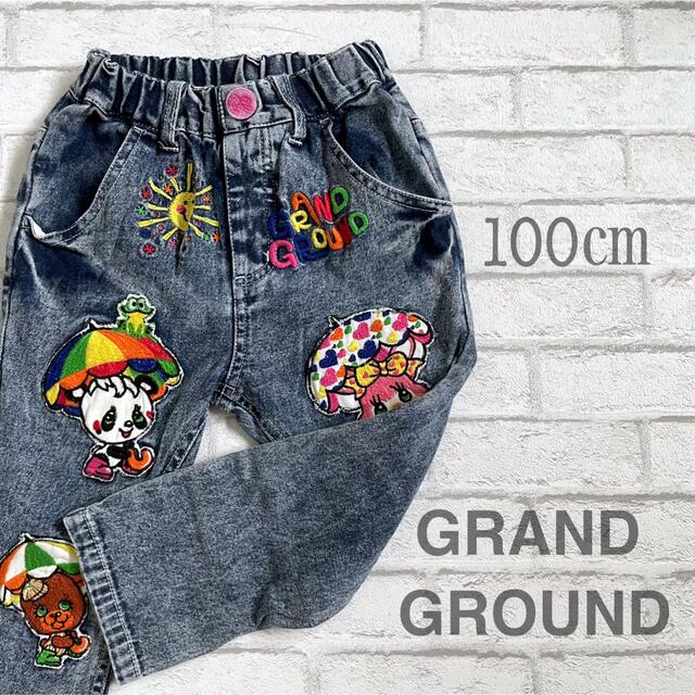 GrandGround(グラグラ)のワッペンデニム キッズ/ベビー/マタニティのキッズ服女の子用(90cm~)(パンツ/スパッツ)の商品写真