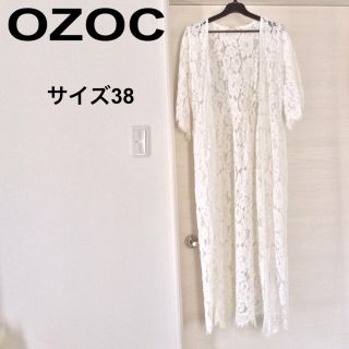 オゾック(OZOC)の総レース ロングカーディガン ホワイト 夏向き オゾック(カーディガン)