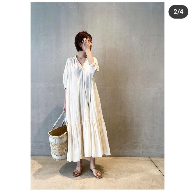 ナチュラル】 Plage - LAWN VOLUME FLARE DRESS 神戸ミント ナチュラル