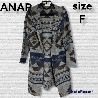 アナップ(ANAP)の【美品】ANAP/ネイティブ柄フードガウン(ガウンコート)