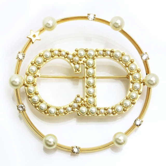 C Dior - ディオール パール ラインストーン スター 星 ブローチ(新品