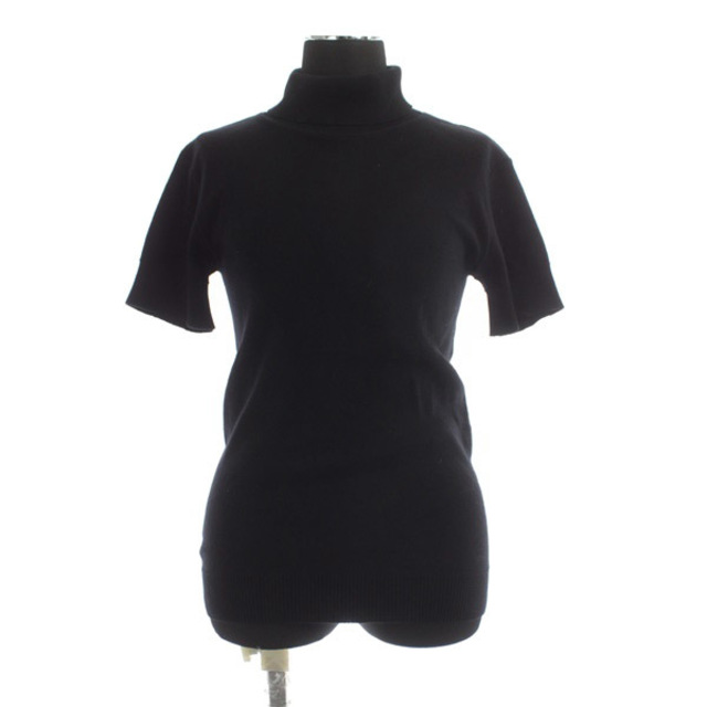 agnes b.(アニエスベー)のアニエスベー コットンハイネック半袖ニット カットソー 1 黒 ブラック レディースのトップス(カットソー(半袖/袖なし))の商品写真