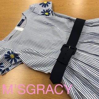 エムズグレイシー(M'S GRACY)のM'SGRACY ストライプ花柄ワンピース(ひざ丈ワンピース)