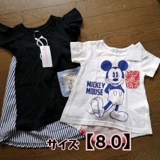 新品☆半袖 チュニック ワンピース 夏 女の子 ペイズリー ミッキー(Ｔシャツ)