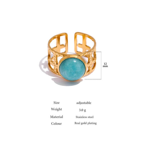 専用ページ🌸🌸天然石リング　指輪　ラリマー ステンレス ハワイアンデザイン レディースのアクセサリー(リング(指輪))の商品写真