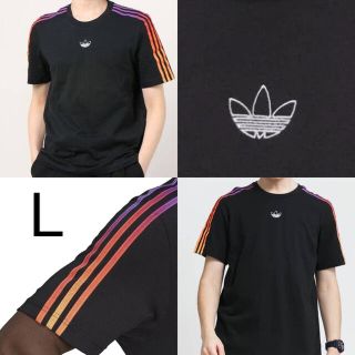 アディダス(adidas)の【adidas】ブラック×マルチカラー　Tシャツ　L(Tシャツ/カットソー(半袖/袖なし))