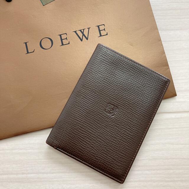 ファッション小物【美品】LOEWE ロエベ コンパクト財布 革財布 折り財布 ブラウン