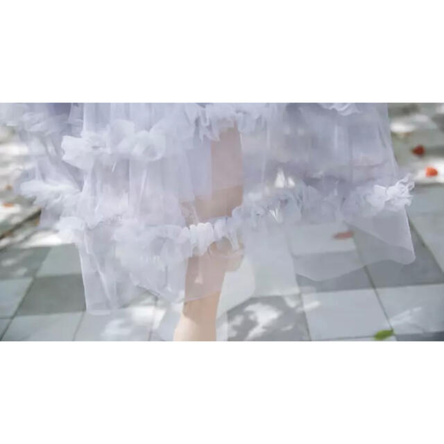 NICE CLAUP(ナイスクラップ)のsheer frill skirt(pink) レディースのスカート(ロングスカート)の商品写真