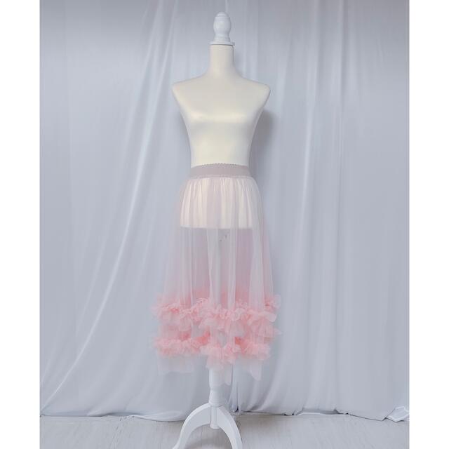 NICE CLAUP(ナイスクラップ)のsheer frill skirt(pink) レディースのスカート(ロングスカート)の商品写真