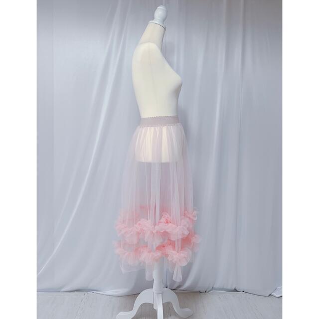 NICE CLAUP(ナイスクラップ)のsheer frill skirt(pink) レディースのスカート(ロングスカート)の商品写真